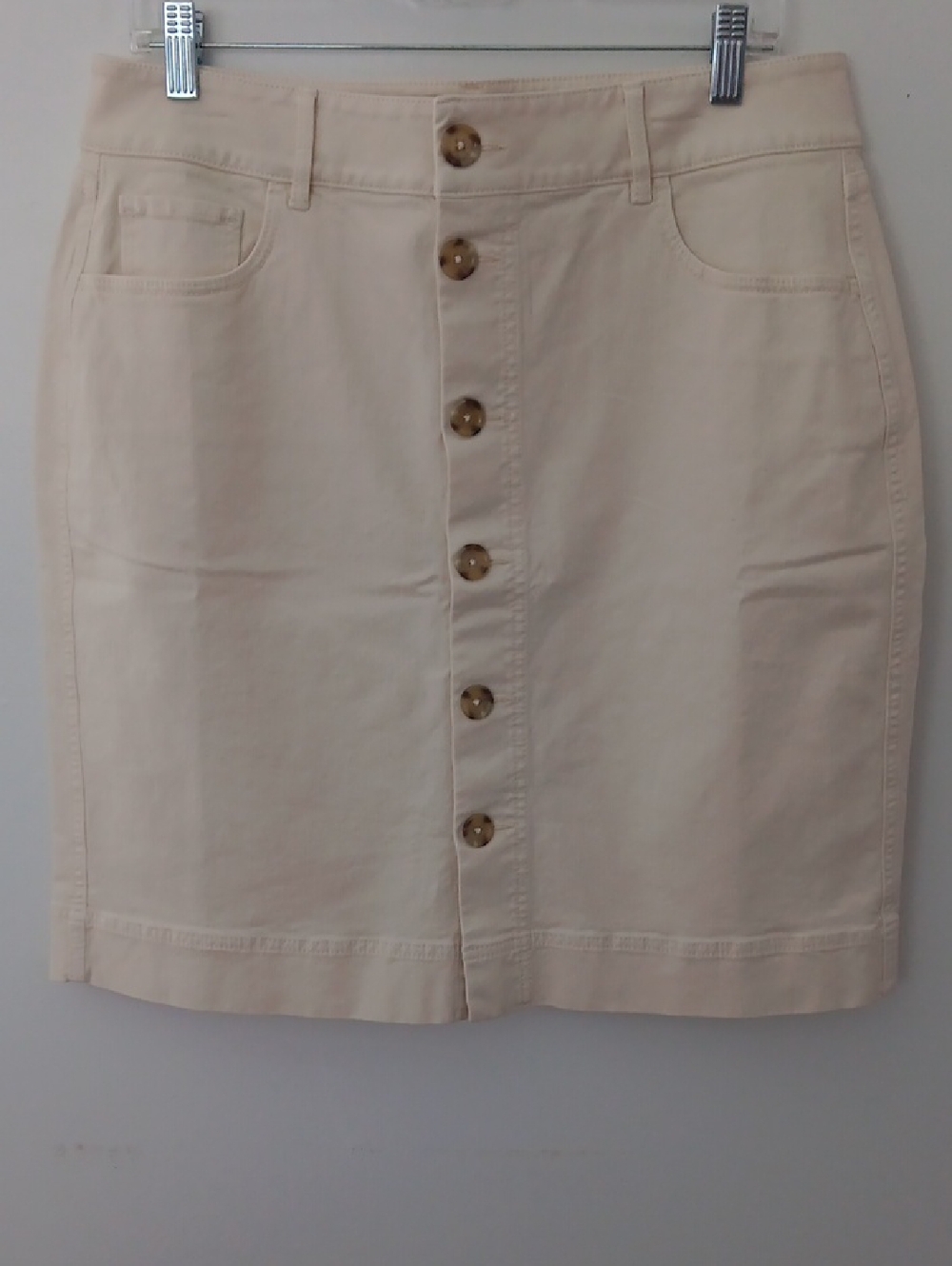 LOFT Cream Button-Front Mini Skirt #3663